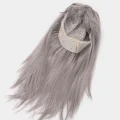 BUĞZ Platin Gri Gümüş Uzun Parti Peruğu