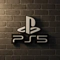 BUĞZ PlayStation 5 Logo Duvar Dekoru Minimal Tasarım 16×12 cm