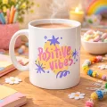 BUĞZ Positive Vibes Porselen Kupa MODEL 138 – Renkli Tasarım Motivasyon Kupası – Pozitif Enerji Veren Kahve & Çay Kupası
