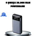 BUĞZ Powerbank 20000 mAh 4 Çıkışlı Hızlı Şarjlı ve LED Göstergeli