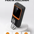 BUĞZ Powerbank 20000 mAh Dijital Ekranlı ve Çok Kablolu Hızlı Şarj Cihazı
