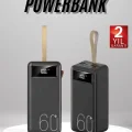  Powerbank 60.000 Mah Taşınabilir Şarj Hızlı El Fenerli Dijital Göstergeli