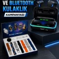 BUĞZ Powerbank Bluetooth Kulaklık Ve Akıllı Saat 7 Kordonlu Metal Kordon Plastik Kordon