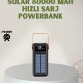 BUĞZ Powerbank Solar Fenerli Çoklu Kablolu Taşınabilir Şarj Aleti