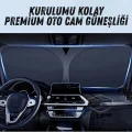BUĞZ Premium Katlanır Oto Ön Arka Cam Güneşliği Metalize Isı Yalıtımlı Çantalı 150x70cm