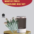 BUĞZ Profesyonel 13’lü Makyaj Fırçası + USB Fırça Temizleyici İkili Set