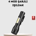 BUĞZ Profesyonel 4 Modlu Şarjlı El Feneri | 1300 mAh Batarya | Cree LED Teknolojisi