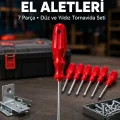BUĞZ Profesyonel 7 Parça Tornavida Seti Ergonomik Saplı El Aleti