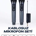 BUĞZ Profesyonel Çiftli Kablosuz Mikrofon Seti Karaoke Şarj Edilebilir 50 Metre