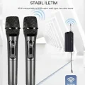 BUĞZ Profesyonel Çiftli Kablosuz Mikrofon Seti Karaoke Şarj Edilebilir 50 Metre