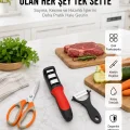 BUĞZ Profesyonel Mutfak Makas Seti –  Kesim Makası + Soyacak + Bileyici Yeni Nesil