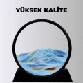 BUĞZ Rahatlatıcı Kum Sanatı – Yuvarlak Cam Çerçeveli Hareketli Kum Resmi, Ofis ve Ev İçin Etkileşimli Masaüstü Süs