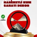BUĞZ Rahatlatıcı Kum Sanatı – Yuvarlak Cam Çerçeveli Hareketli Kum Resmi, Ofis ve Ev İçin Etkileşimli Masaüstü Süs