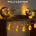 BUĞZ Ramazan Dekoru İçin Pilli LED Işık Altın Fener Tasarımlı