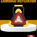 BUĞZ Reflektör Işıklı Ikaz Lambası Şarjlı Çok Fonksiyonlu Işıklı Üçgen Reflektör