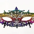  Rengarenk Dantel Kesim Dantel İşlemeli Balo Parti Maskesi Gökkuşağı