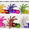 BUĞZ Rengarenk Kağıt Parti Balo Maskesi 6 Adet