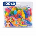 BUĞZ Renkli Atom Balon Punch Balon Lastik İpli Parti Balonu 100 ADET