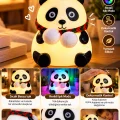 BUĞZ Renkli Işık Modlu Silikon Panda Gece Lambası Dokunmatik Kontrollü Sevimli Dekoratif - BUĞZ