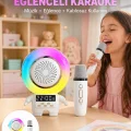 BUĞZ Renkli Işıklı Astronot Mini Bluetooth Speaker ve Karaoke Mikrofon