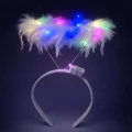 BUĞZ Renkli Led Işıklı Beyaz Tüylü Püsküllü Parti Tacı