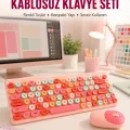 BUĞZ Renkli Retro Tuş Takımlı Klavye – 3 Cihaz Bağlantısı, Medya Kısayol Tuşları Yeni Nesil