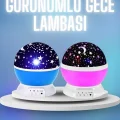BUĞZ Renkli Yıldızlı Gökyüzü Projeksiyon Gece Lambası Pilli ve USB Kablolu - Lisinya