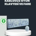 BUĞZ Retro Daktilo Stilli Kablosuz Klavye Mouse Seti – Sessiz ve Şık