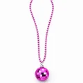 BUĞZ Retro Disko Topu Şekilli 80'ler 90'lar Fuşya Pembe Renk Plastik Kolye