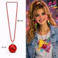 BUĞZ Retro Disko Topu Şekilli 80'ler 90'lar Kırmızı Renk Plastik Kolye