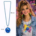 BUĞZ Retro Disko Topu Şekilli 80'ler 90'lar Mavi Renk Plastik Kolye Bx40