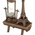  Retro Eyfel Kulesi Ve Kum Saati Dekoratif Ahşap Görünümlü Masa Biblosu