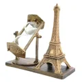 BUĞZ Retro Eyfel Kulesi Ve Kum Saati Dekoratif Ahşap Görünümlü Masa Biblosu
