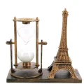  Retro Eyfel Kulesi Ve Kum Saati Dekoratif Ahşap Görünümlü Masa Biblosu