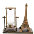 BUĞZ Retro Eyfel Kulesi Ve Kum Saati Dekoratif Ahşap Görünümlü Masa Biblosu - BUĞZ