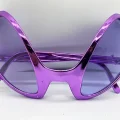  Retro Gözlük - 80 li 90 lı Yıllar Parti Gözlüğü Mor Renk 8x13 cm