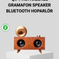 BUĞZ Retro Gramafon Bluetooth Hoparlör Çift Stereo Sesli FM Radyo Destekli