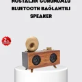 BUĞZ Retro Gramofon Tasarımlı Bluetooth Hoparlör – 3D Stereo Ses, 1800 mAh Batarya
