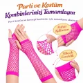 BUĞZ Retro Neon Fuşya File Parmaksız Eldiven 26 cm