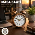 BUĞZ Retro Tarz Bronz Dekoratif Masa Saati Metal Gövde Yüksek Sesli Alarm