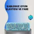 BUĞZ Retro Tarz Kablosuz Klavye Mouse Seti – 104 Tuşlu, Ergonomik Tasarım