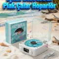 BUĞZ Retro Tasarımlı Bluetooth Bağlantılı Plak Çalar, 3D Ses ve Subwoofer Özellikli Beyaz Pikap