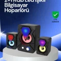  RGB LED Işıklı 2.1 USB Oyun Hoparlörü Derin Bas ve Net Ses