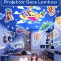 BUĞZ Robot şekilli siyah plastik şarjlı müzikli projektör gece lambası 16 x 14 cm - 16 x 14 Boyut/Ebat