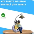 BUĞZ Romantik Çift Temalı Dekoratif Masa Lambası Yumuşak LED Işık