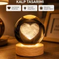 BUĞZ Romantik Kalpli Kristal Cam Küre USB’li Işıklı Dekoratif Obje