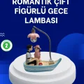 BUĞZ Romantik Sandal Üzerinde Çift Figürü LED Gece Lambası Masa Dekoru