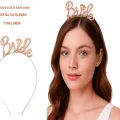  Rose Gold Renkli Taşlı “Bride” Gelin Tacı