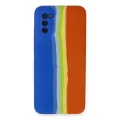 BUĞZ Samsung Galaxy A03s Kılıf Ebruli Lansman Silikon - Mavi-turuncu