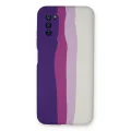 BUĞZ Samsung Galaxy A03s Kılıf Ebruli Lansman Silikon - Mor-beyaz